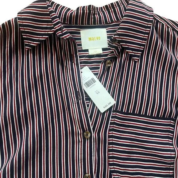 NWT Anthropologie Maeve Adelaide Poplin Striped Shirt | XS - Picture 5 of 7